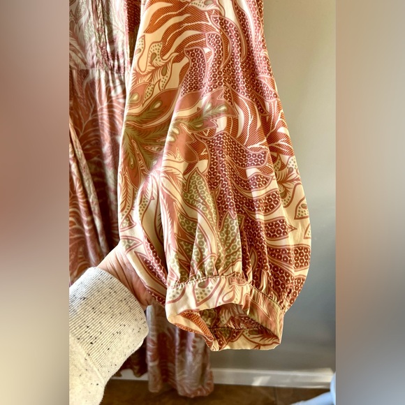 Natalie Martin 100% Silk Long Robe Size M Printed Tie Waist - quiet luxury chic - Picture 9 of 15